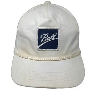 Showcase 5 Panel White One Size Ball Jar Logo Rope Hat Adjustable Slideback
